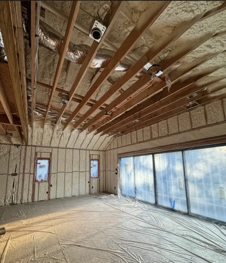 Interior walls and ceiling insulated with spray foam during new construction in Shady Hills